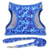Moonpet Step-In Air Dog Harness and Leash Set, Reflective Floral Pattern, Padded Mesh Vest, Blue Camouflage, Size M view 1