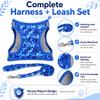 Moonpet Step-In Air Dog Harness and Leash Set, Reflective Floral Pattern, Padded Mesh Vest, Blue Camouflage, Size M view 2