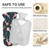 2 L Hot Water Bottle with Cover, Cute Pink Axolotl and Seaweed Design view 3