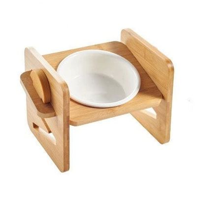 ACSUZ Elevated Angled Ceramic Cat Food and Water Bowl, Single Bowl, Size S