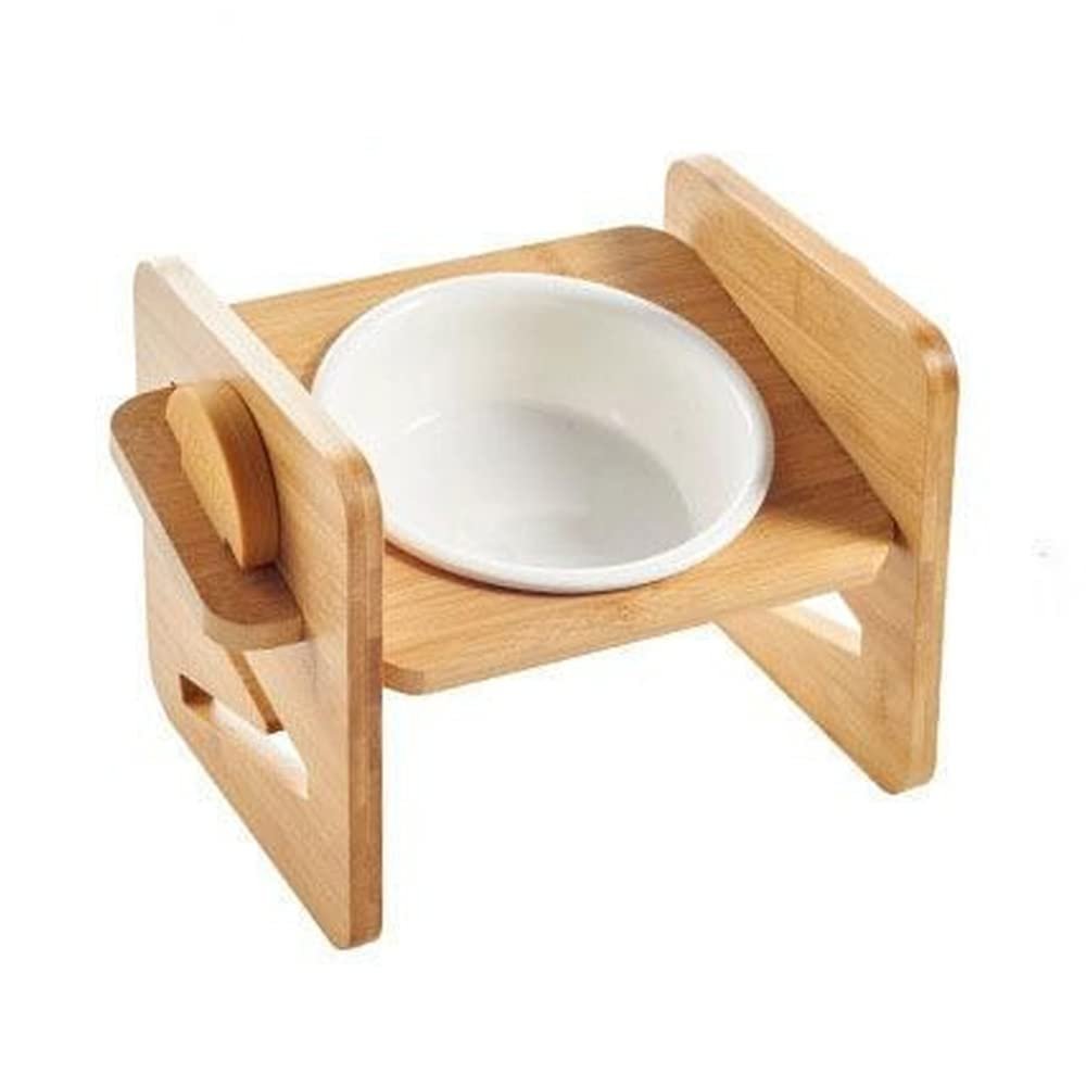 ACSUZ Elevated Angled Ceramic Cat Food and Water Bowl, Single Bowl, Size S