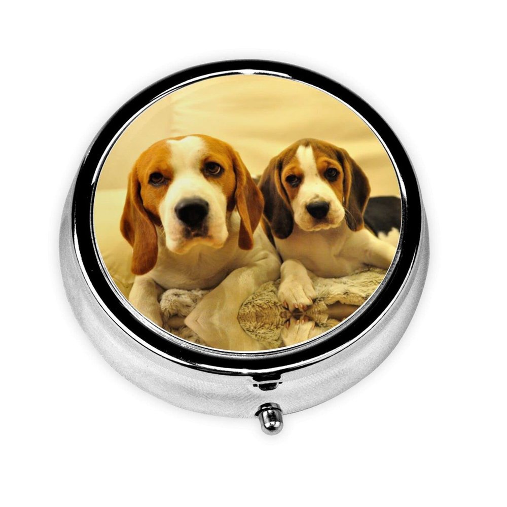 Round Pill Organizer with Two Compartments for Dogs