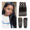 Brazilian Straight Human Hair Bundles with Closure, 3 Bundles, 8–36 in view 1
