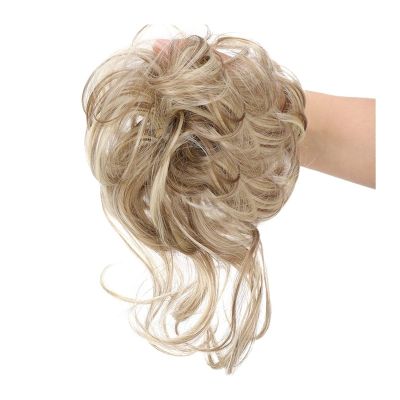 HIHELO Messy Bun Hairpiece, Synthetic Curly Bun Extension with Elastic Headband, Color A, Size 15