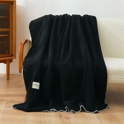 EXQULEG Soft Plush Throw Blanket, Warm Cozy Blanket for Adults and Children, Black, 130 x 160 cm