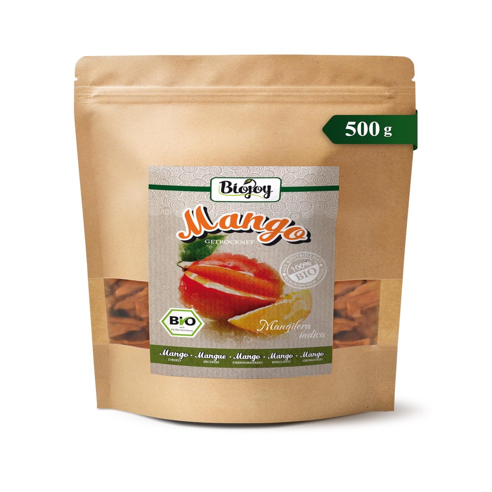 Biojoy Organic Dried Mango, Brooks Variety, Natural, 500 g