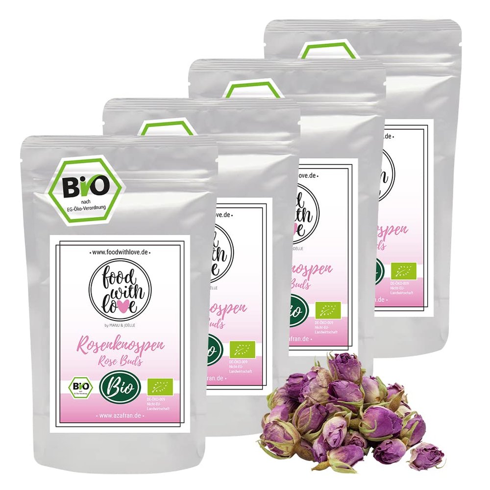 Azafran Organic Rose Bud Tea, Loose Whole Rose Blossoms, 500 g