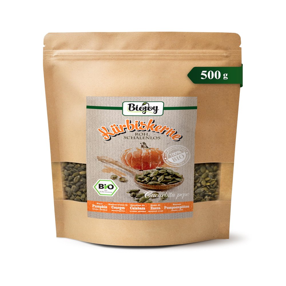 Biojoy Organic Pumpkin Seeds, Shelled, Raw and Unsalted, 500 g