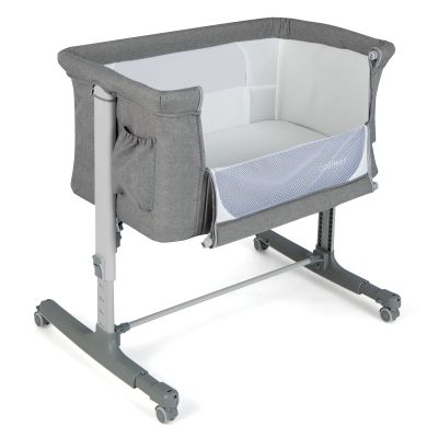 COSTWAY 3-in-1 Bedside Bassinet, Travel Crib with Mattress, Light Gray