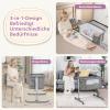 COSTWAY 3-in-1 Bedside Bassinet, Travel Crib with Mattress, Light Gray view 3