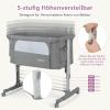COSTWAY 3-in-1 Bedside Bassinet, Travel Crib with Mattress, Light Gray view 4
