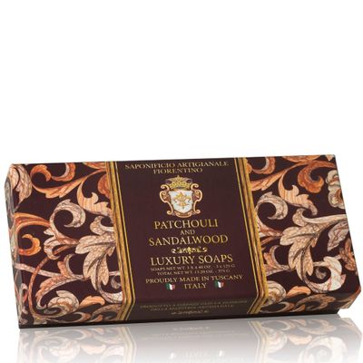Fiorentino Patchouli & Sandalwood Soap, 3 x 125 g