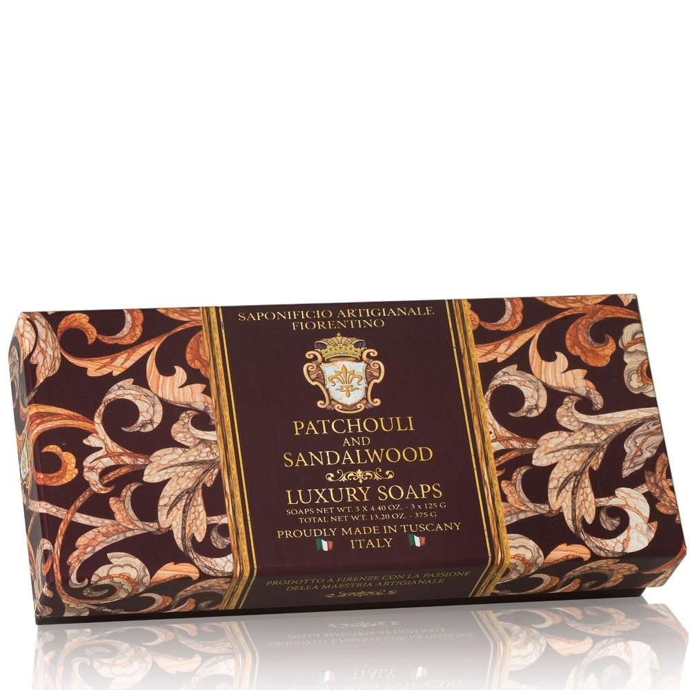 Fiorentino Patchouli & Sandalwood Soap, 3 x 125 g