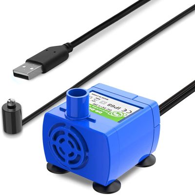 Zalati Cat Water Fountain Pump, Ultra-Quiet, USB, 6 ft Cord, LED Display, Blue