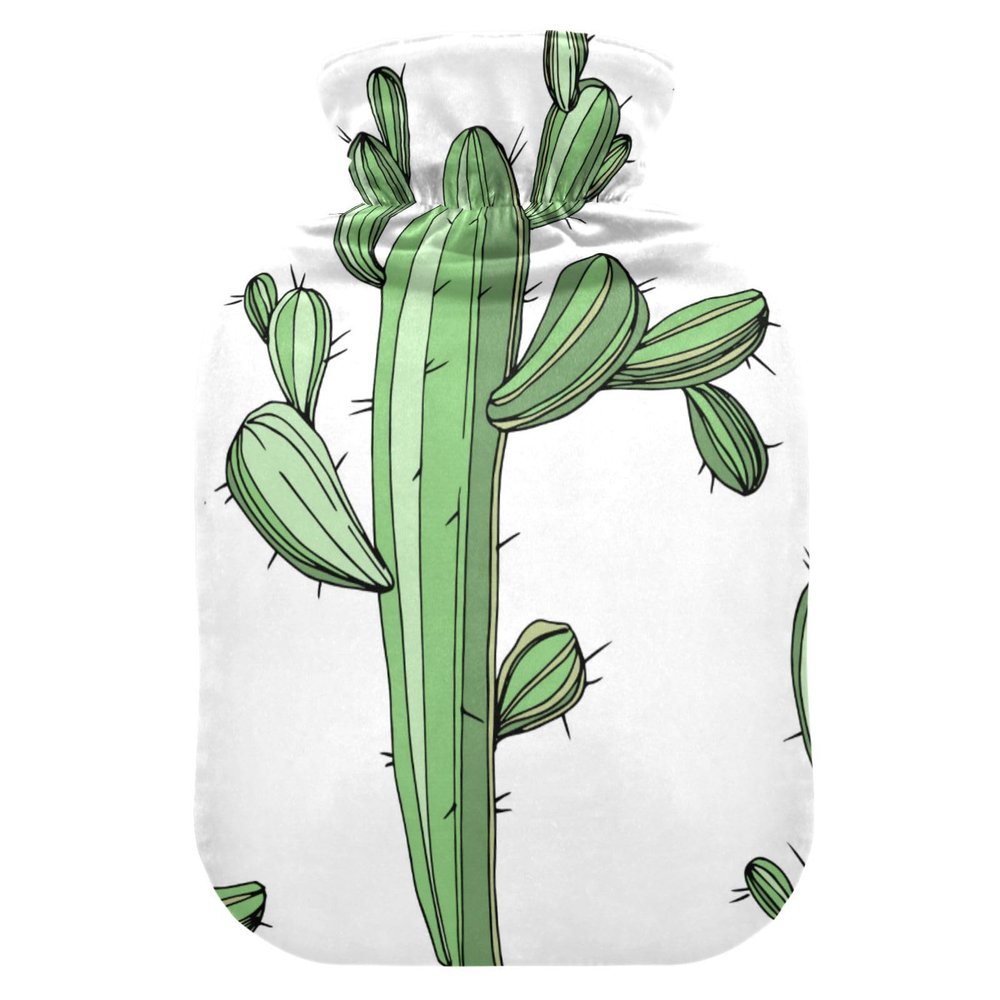 2 L Hot Water Bottle with Soft Velvet Cactus Flower Cover