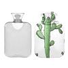 2 L Hot Water Bottle with Soft Velvet Cactus Flower Cover view 2