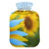 Heart-Shaped Hot Water Bottle with Soft Velvet Cover, Sunflower Blue, 2 L view 1