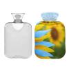 Heart-Shaped Hot Water Bottle with Soft Velvet Cover, Sunflower Blue, 2 L view 2