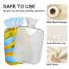 Heart-Shaped Hot Water Bottle with Soft Velvet Cover, Sunflower Blue, 2 L view 4