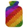 1 L Hot Water Bottle with Soft Velvet Cover, Knitted Rainbow Design view 1
