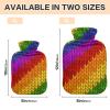 1 L Hot Water Bottle with Soft Velvet Cover, Knitted Rainbow Design view 3