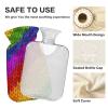 1 L Hot Water Bottle with Soft Velvet Cover, Knitted Rainbow Design view 4