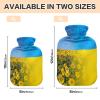 2 L Hot Water Bottle with Soft Velvet Cover, Ukraine Flag and Sunflower view 3