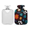 2 L Hot Water Bottle with Soft Velvet Vintage Floral Cover view 2