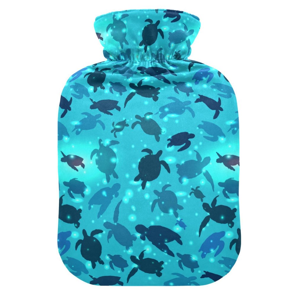 World Turtle Hot Water Bottle with Soft Velvet Cover, 2 L