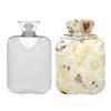 Hot Water Bottle with Soft Velvet Cover, Cute Gnome and Bee Design, 2 L view 2