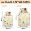 Hot Water Bottle with Soft Velvet Cover, Cute Gnome and Bee Design, 2 L view 3