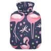 2 L Hot Water Bottle with Soft Velvet Cover, Flamingo Love Design view 1