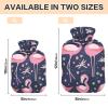 2 L Hot Water Bottle with Soft Velvet Cover, Flamingo Love Design view 3
