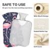 2 L Hot Water Bottle with Soft Velvet Cover, Flamingo Love Design view 4