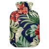 Hot Water Bottle with Soft Velvet Cover, Tropical Flowers, 1 L view 1