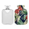 Hot Water Bottle with Soft Velvet Cover, Tropical Flowers, 1 L view 2