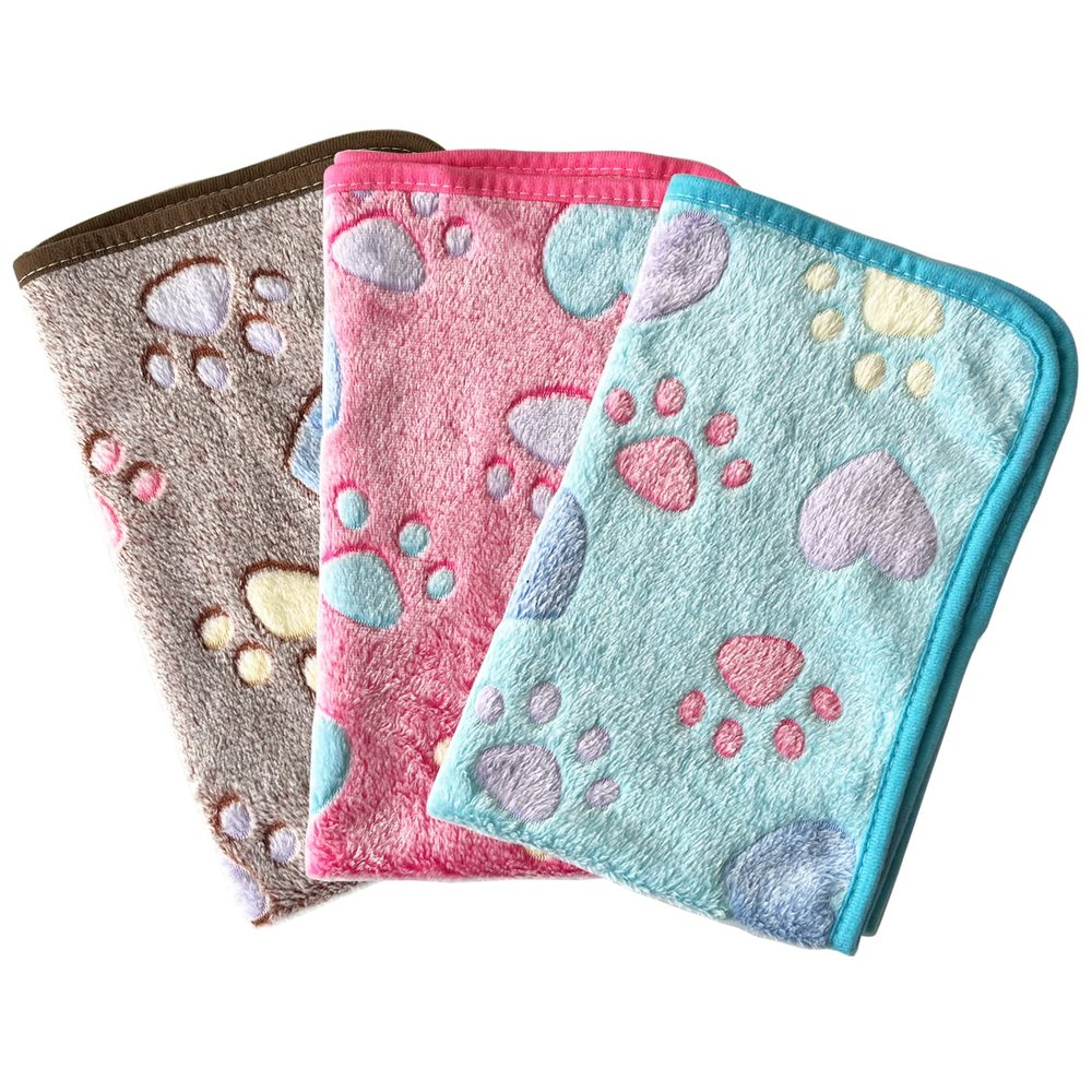 Fayemint 3-Pack Fluffy Washable Pet Blankets for Dogs, Cats and Small Pets