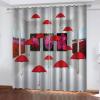 Blackout Thermal Curtain for Children's Room, Boy or Girl, Red Umbrella Space Expansion Pattern, 264 x 214 cm view 1
