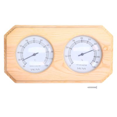 EVTSCAN Wooden Sauna Thermometer Hygrometer, 10–120°C