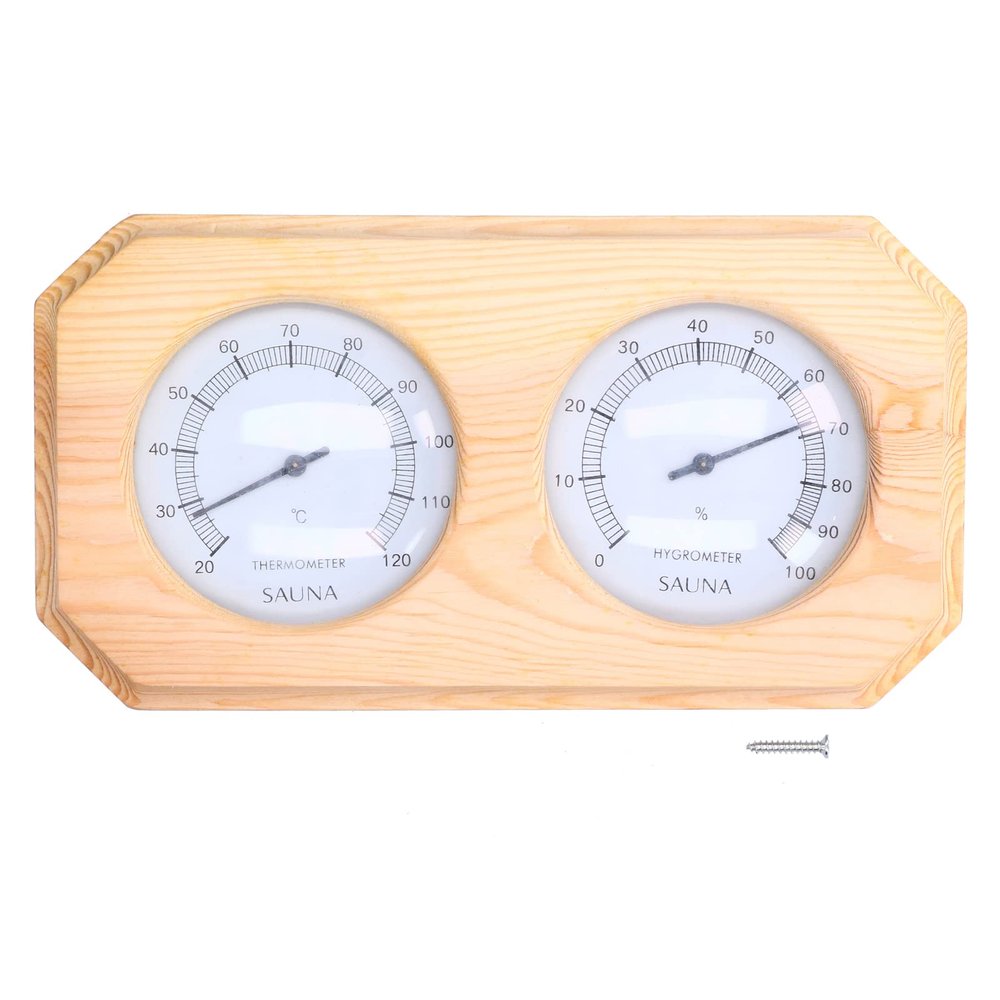 EVTSCAN Wooden Sauna Thermometer Hygrometer, 10–120°C