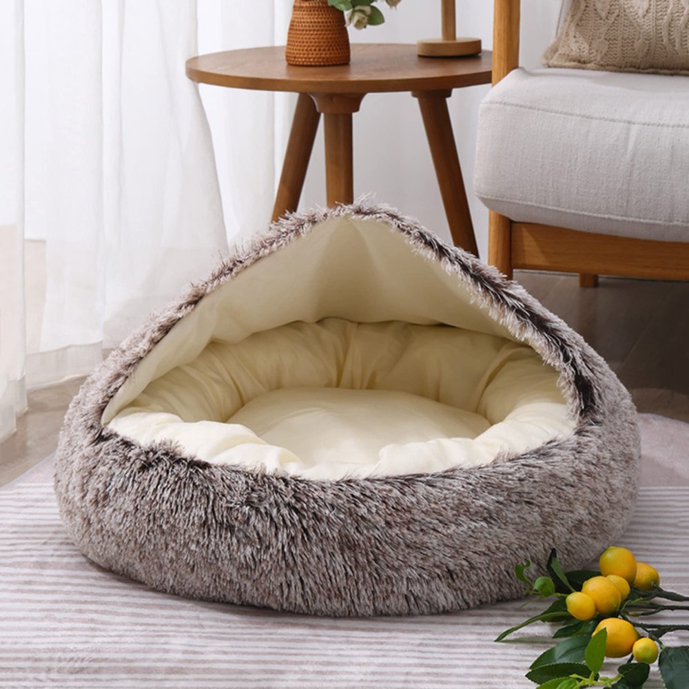 SEDOXX Donut Cave Cat Bed, Round Plush Pet Bed, 50 cm