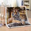 3D Tiger Sherpa Blanket, 130 x 150 cm, Woodland Animals view 3