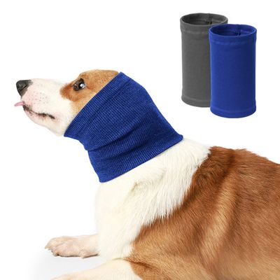 2 Dog Ear and Neck Protectors, Calming Pet Noise Dampeners, Comfortable and Anxiety-Reducing, Winter Dog Headwear (S, Blue, Gray)