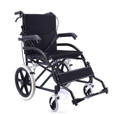 KAXGU Lightweight Foldable Transport Wheelchair with Lift-Up Armrests and Double Seat Cushion for Adults