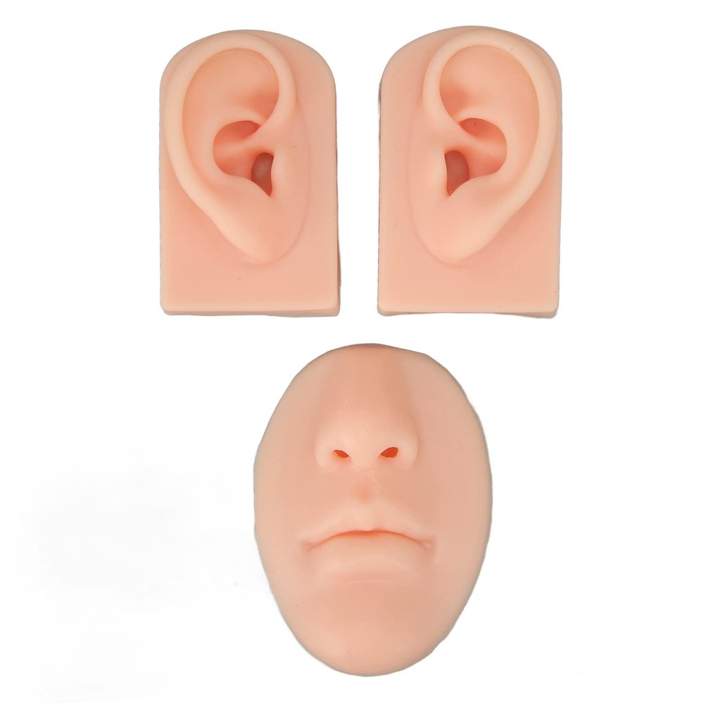 Luqeeg Soft Silicone Ear, Nose and Mouth Model Set for Piercing and Suture Practice (1#)