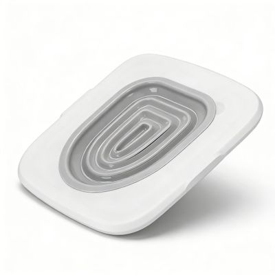 Qinlorgo Cat Toilet Training Kit, White Tray, Gray Insert, Removable, Universal, ABS