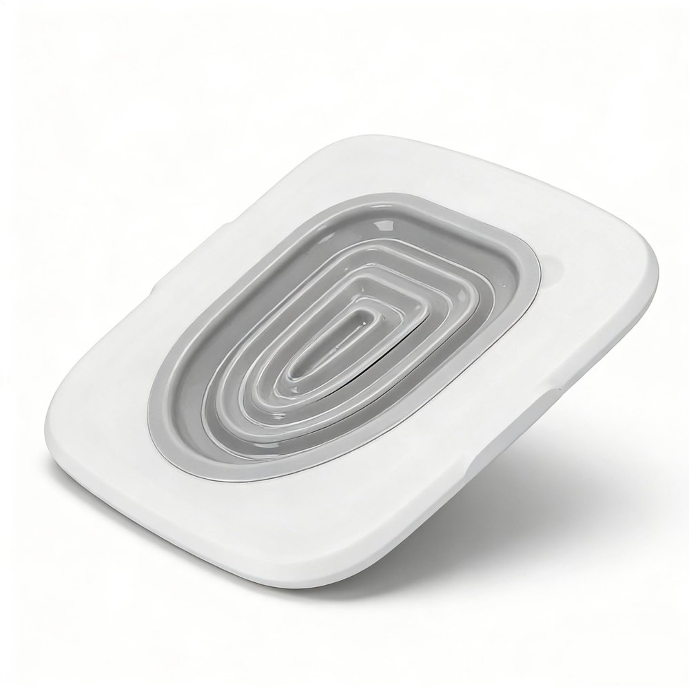 Qinlorgo Cat Toilet Training Kit, White Tray, Gray Insert, Removable, Universal, ABS