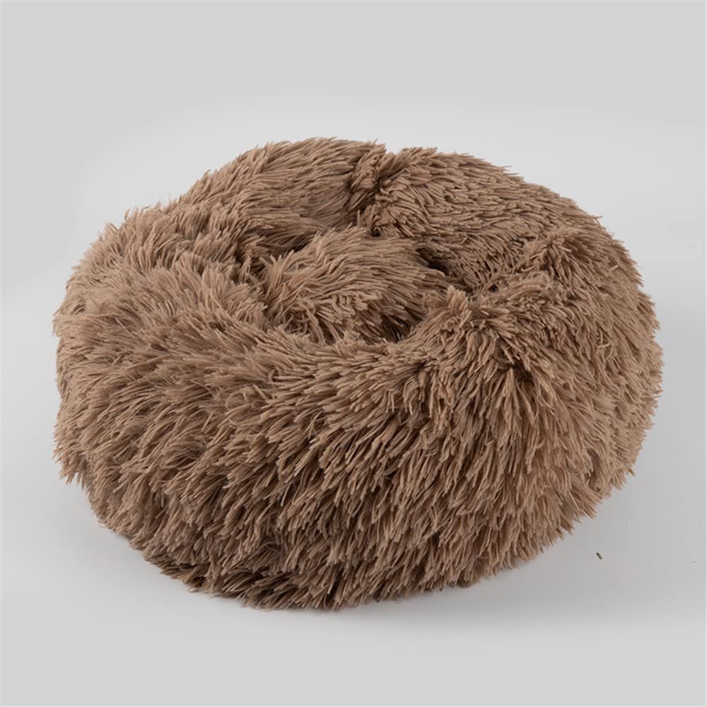 Lukery Fluffy Round Donut Dog Bed and Cat Bed, Curry, 70 cm