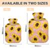 Sunflower Pink Background Hot Water Bottle with Soft Cover, 1 L view 2