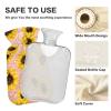 Sunflower Pink Background Hot Water Bottle with Soft Cover, 1 L view 3